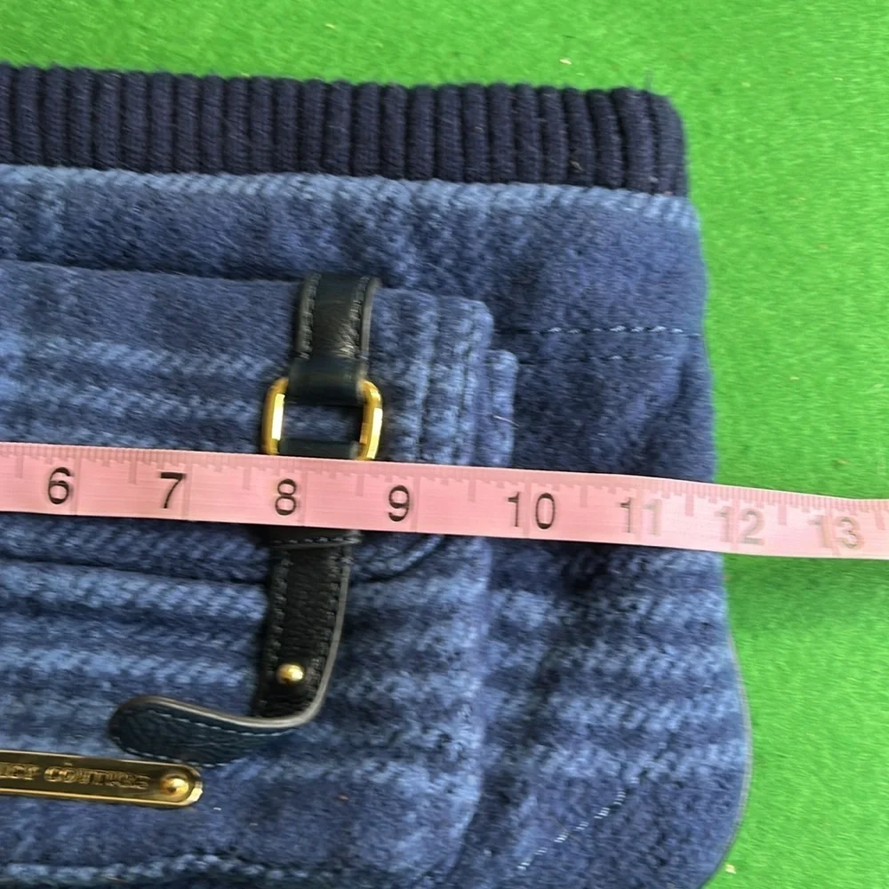 JUICY COUTURE VINTAGE PLAID MESSENGER BAG NAVY BLUE / LEATHER WOOL RARE CLUTCH